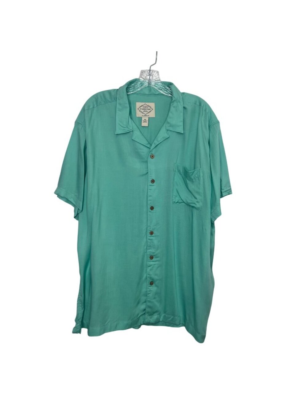 St Johns Bay Button Front Shirt Mens XXL Green New Classic Fit Casual